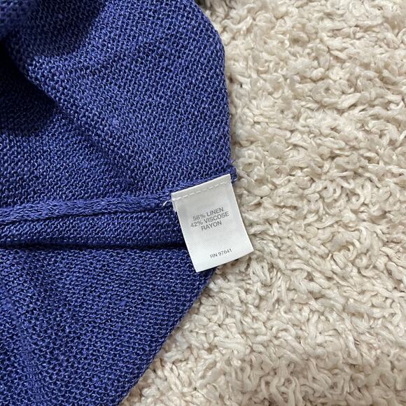 J.Jill Small Purple Open Front Linen Blend Sheer Longline Slit Cardigan Sweater - Picture 4 of 5